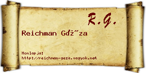 Reichman Géza névjegykártya